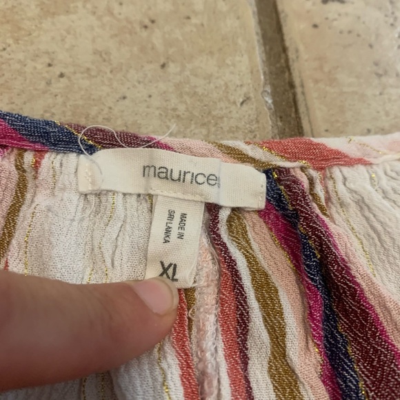 💛 Maurice Striped Ruffle Sleeve Blouse | Pink Blue Gold White | Women's XL - Picture 4 of 8